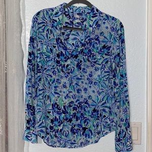 Lilly Pulitzer sea view button down iris blue shirt